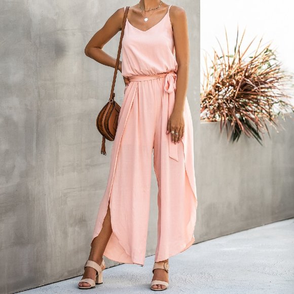 CLEARANCE NEW EMPIRE WAIST SPAGHETTI STRAP JUMPSUIT PANTS - Picture 6 of 6